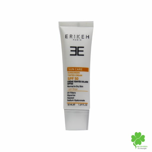 کرم ضد آفتاب پوست خشک و نرمال SPF50 بژ روشن اریکه کرم ضد آفتاب پوست خشک و نرمال SPF50 بژ روشن اریکه