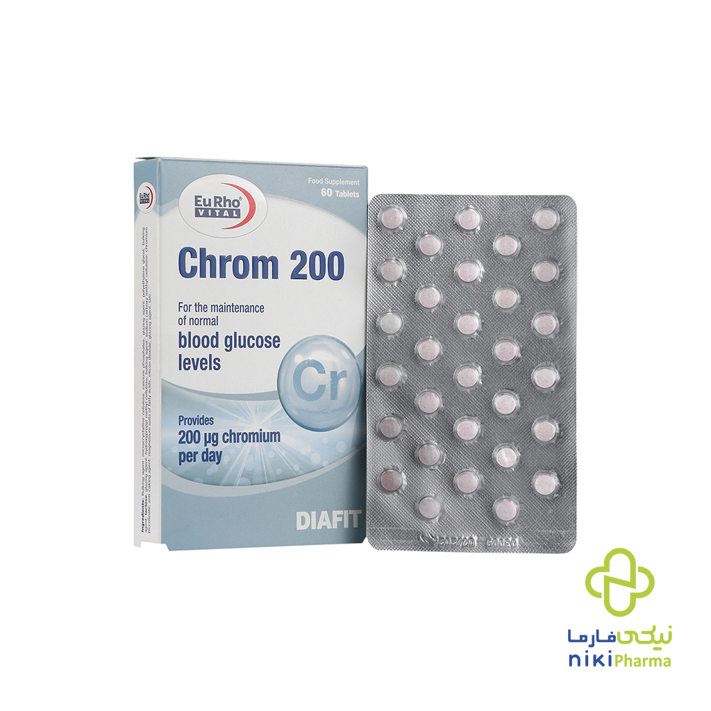 کروم ۲۰۰ میکروگرم یوروویتال ۶۰ عددی کروم ۲۰۰ میکروگرم یوروویتال ۶۰ عددی
